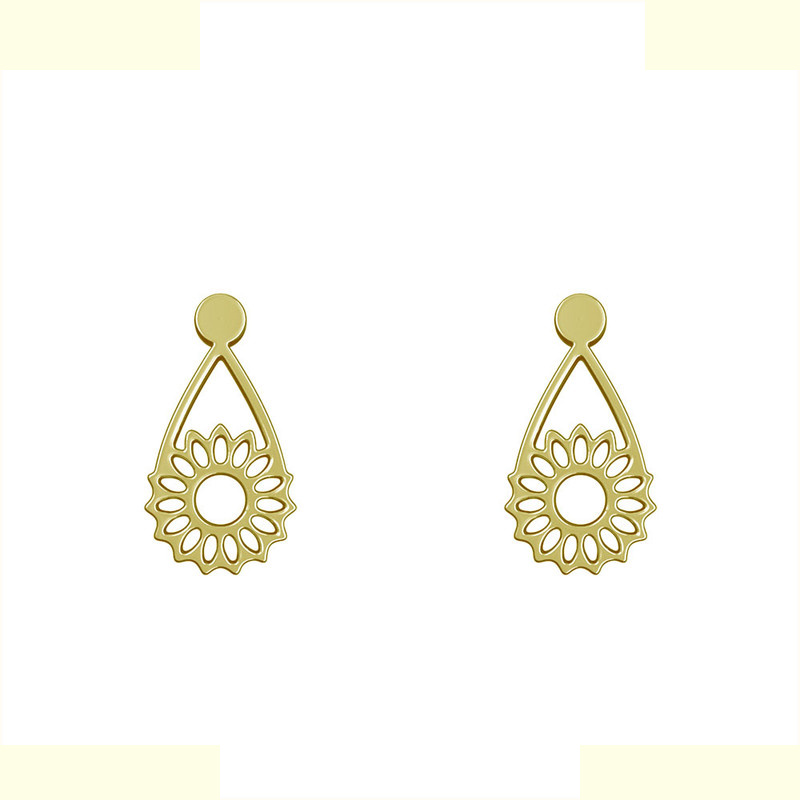 گوشواره طلا 18 عیار زنانه مدوپد مدل گل کد GA1-11514