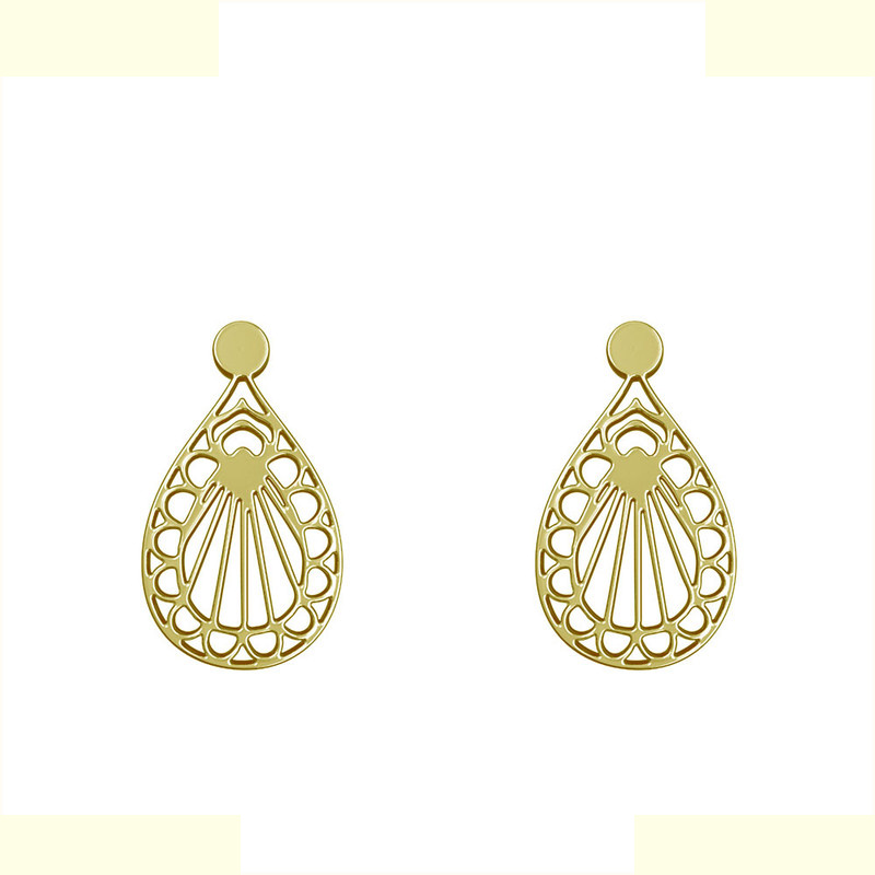 گوشواره طلا 18 عیار زنانه مدوپد مدل اسلیمی کد GA1-12184