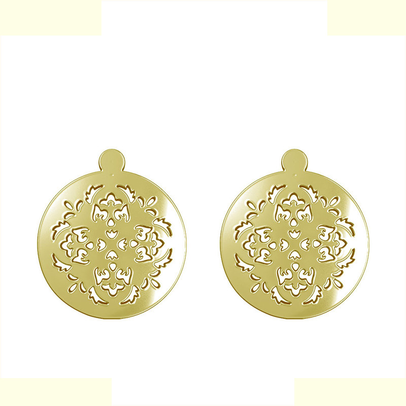 گوشواره طلا 18 عیار زنانه مدوپد مدل دایره و گل کد GA1-12188