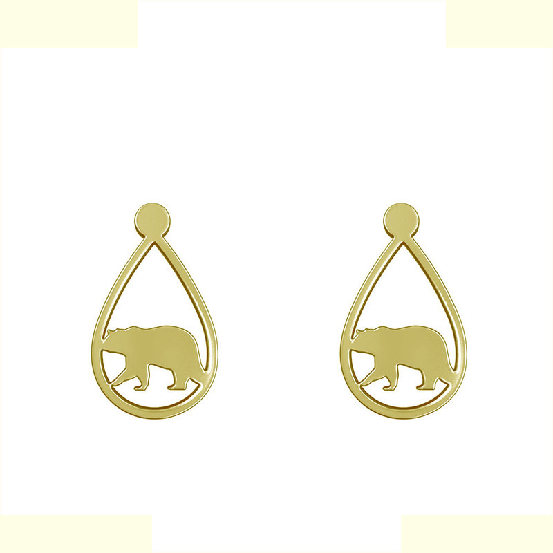 گوشواره طلا 18 عیار زنانه مدوپد مدل خرس کد GA1-12254