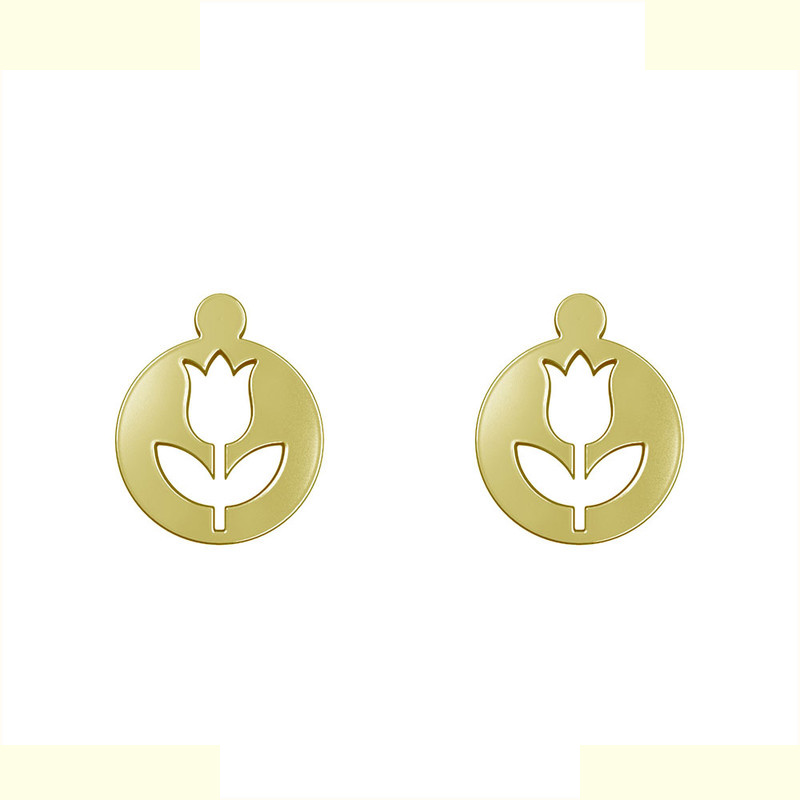 گوشواره طلا 18 عیار زنانه مدوپد مدل گل کد GA1-12477