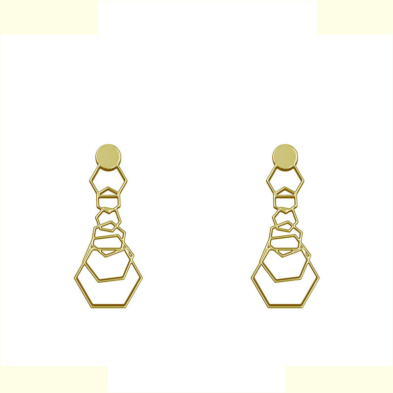 گوشواره طلا 18 عیار زنانه مدوپد مدل حلقه شش ضلعی کد GA1-12769