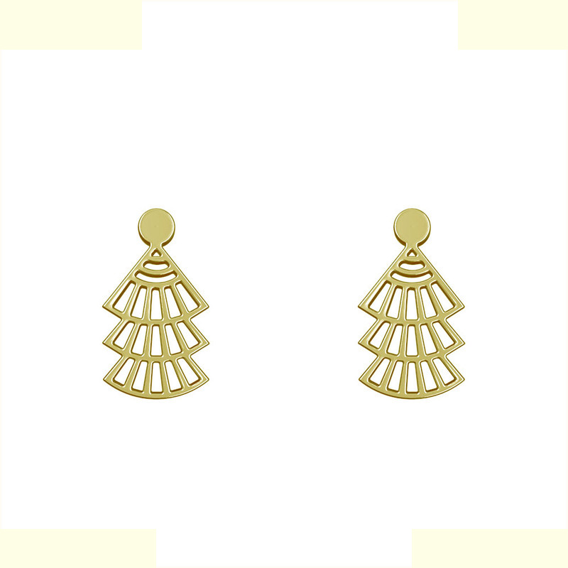 گوشواره طلا 18 عیار زنانه مدوپد مدل هندسی کد GA1-13283