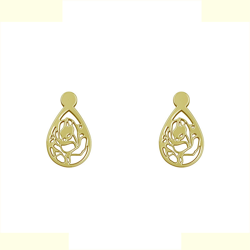 گوشواره طلا 18 عیار زنانه مدوپد مدل هندسی کد GA1-13333