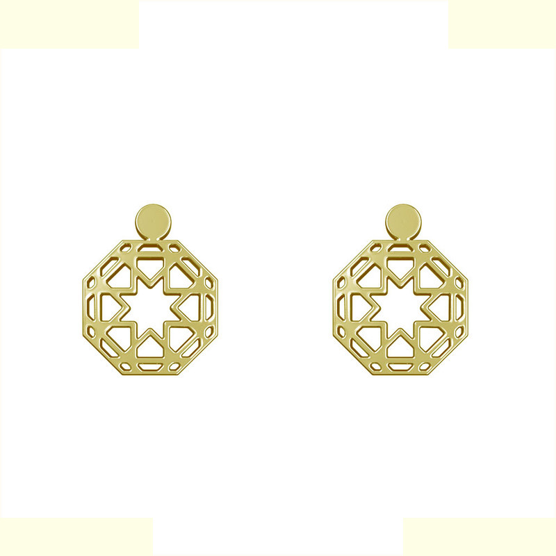 گوشواره طلا 18 عیار زنانه مدوپد مدل هندسی کد GA1-13621