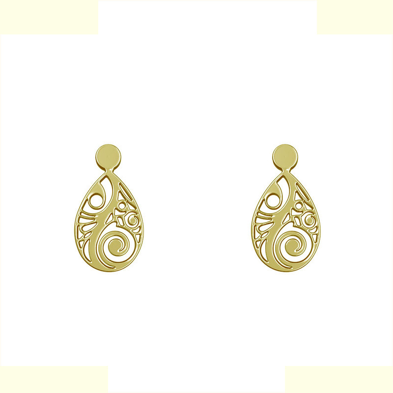 گوشواره طلا 18 عیار زنانه مدوپد مدل هندسی کد GA1-13962