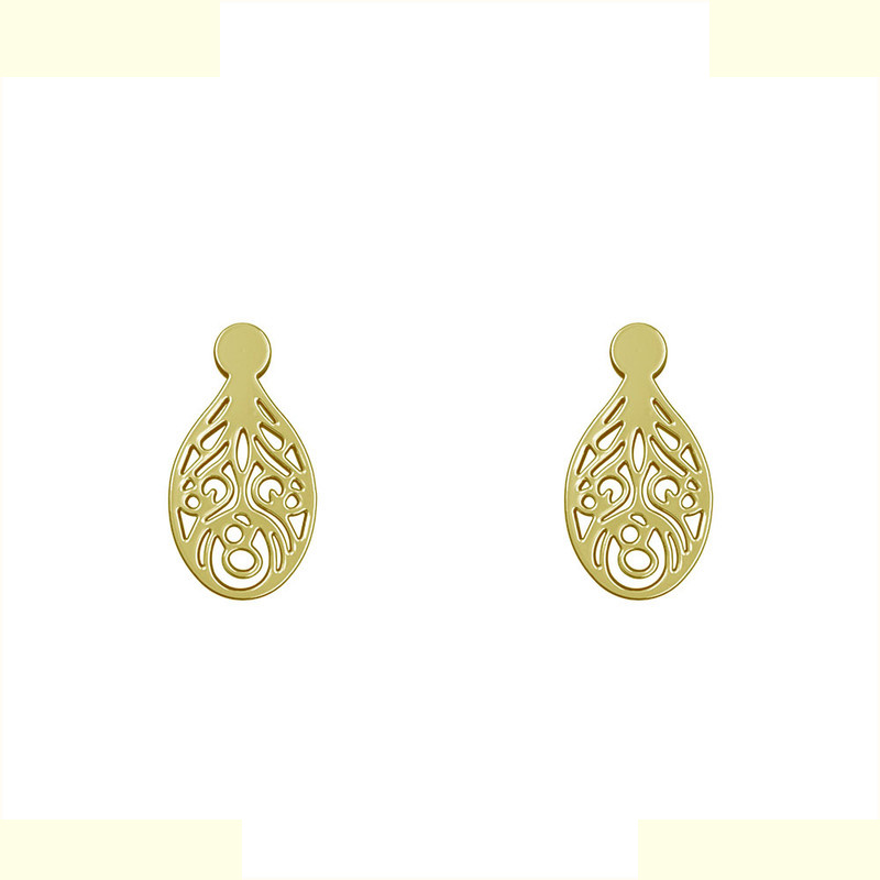 گوشواره طلا 18 عیار زنانه مدوپد مدل هندسی کد GA1-13977