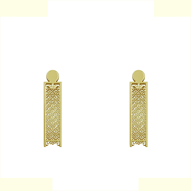 گوشواره طلا 18 عیار زنانه مدوپد مدل مستطیل کد GA1-14463