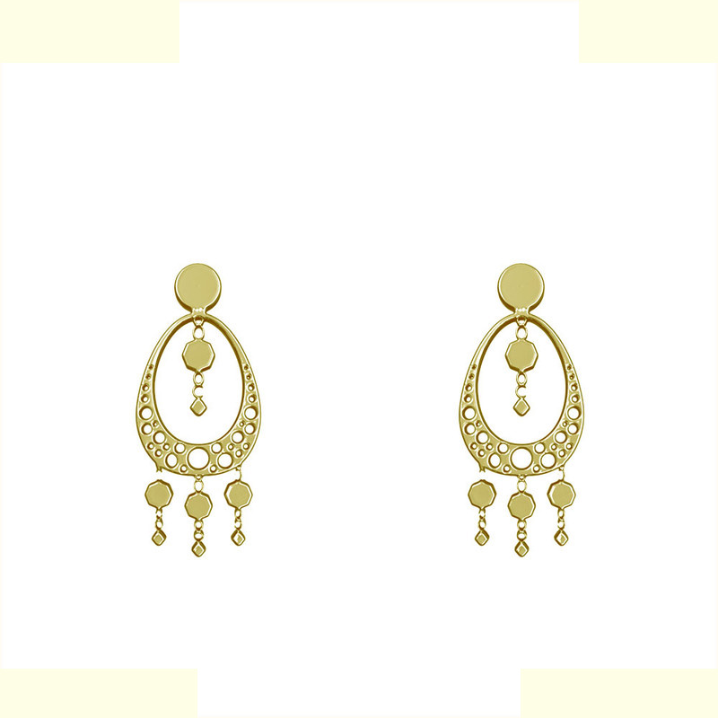 گوشواره طلا 18 عیار زنانه مدوپد مدل هندسی کد GA1-14774