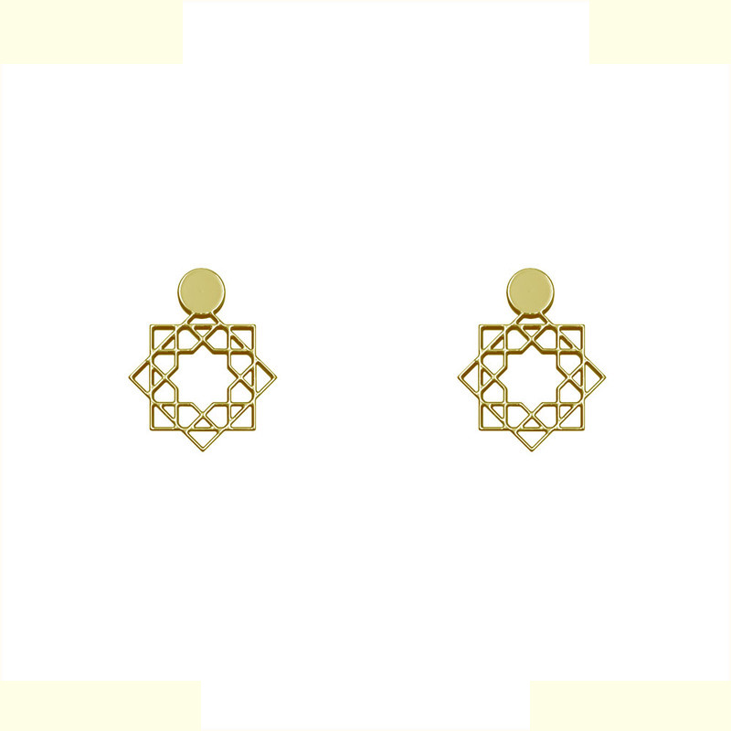 گوشواره طلا 18 عیار زنانه مدوپد مدل هندسی کد GA1-14872