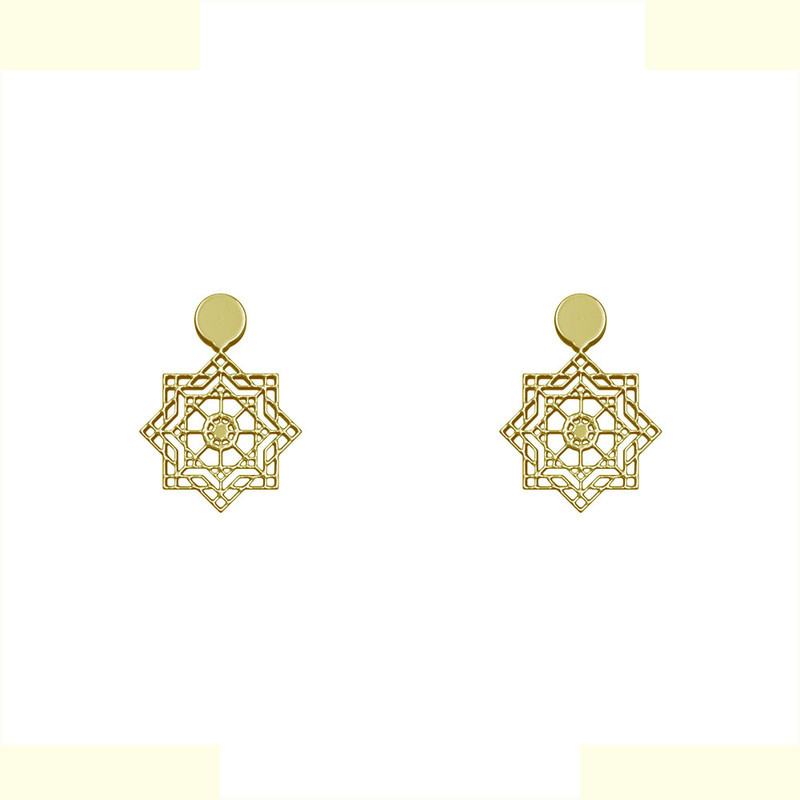 گوشواره طلا 18 عیار زنانه مدوپد مدل هندسی کد GA1-14873