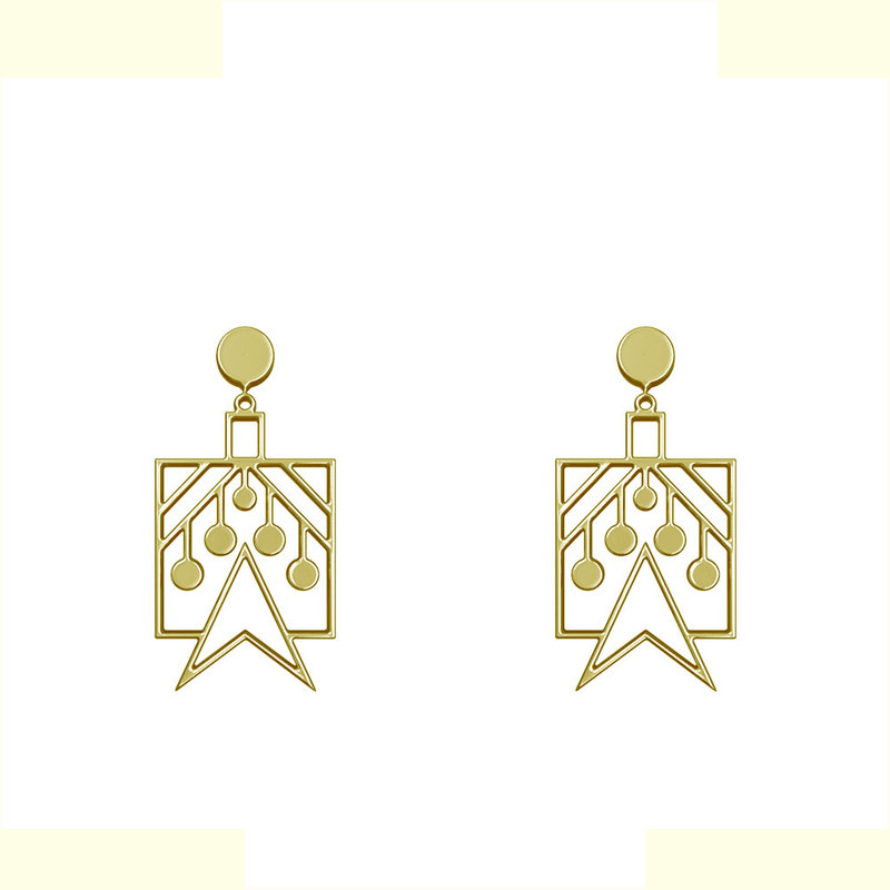 گوشواره طلا 18 عیار زنانه مدوپد مدل هندسی کد GA1-14889