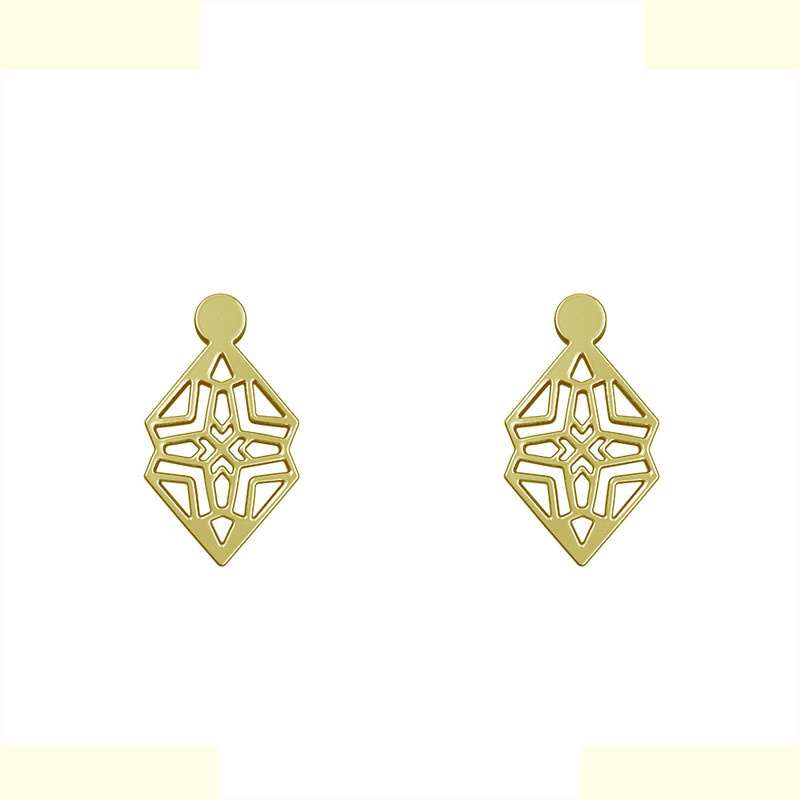 گوشواره طلا 18 عیار زنانه مدوپد مدل هندسی کد GA1-14910