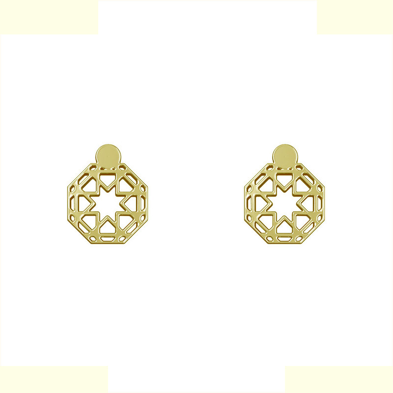 گوشواره طلا 18 عیار زنانه مدوپد مدل هندسی کد GA1-14912