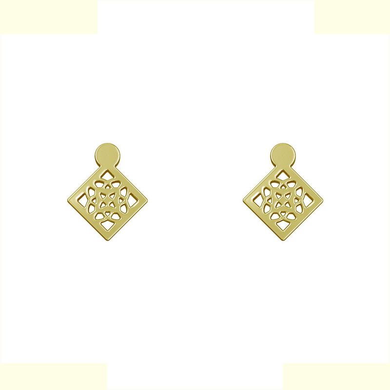 گوشواره طلا 18 عیار زنانه مدوپد مدل هندسی کد GA1-14930