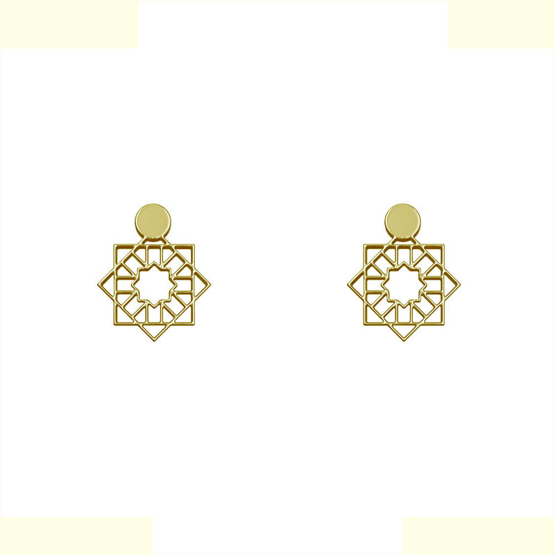 گوشواره طلا 18 عیار زنانه مدوپد مدل هندسی کد GA1-14933