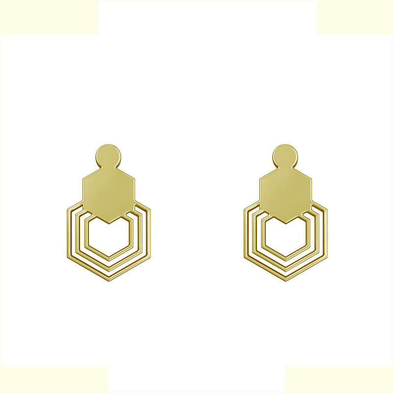 گوشواره طلا 18 عیار زنانه مدوپد مدل هندسی کد GA1-14971
