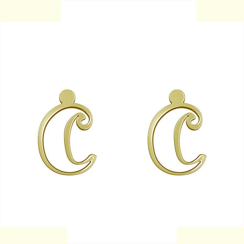 گوشواره طلا 18 عیار زنانه مدوپد مدل حرف C کد GA1-16683