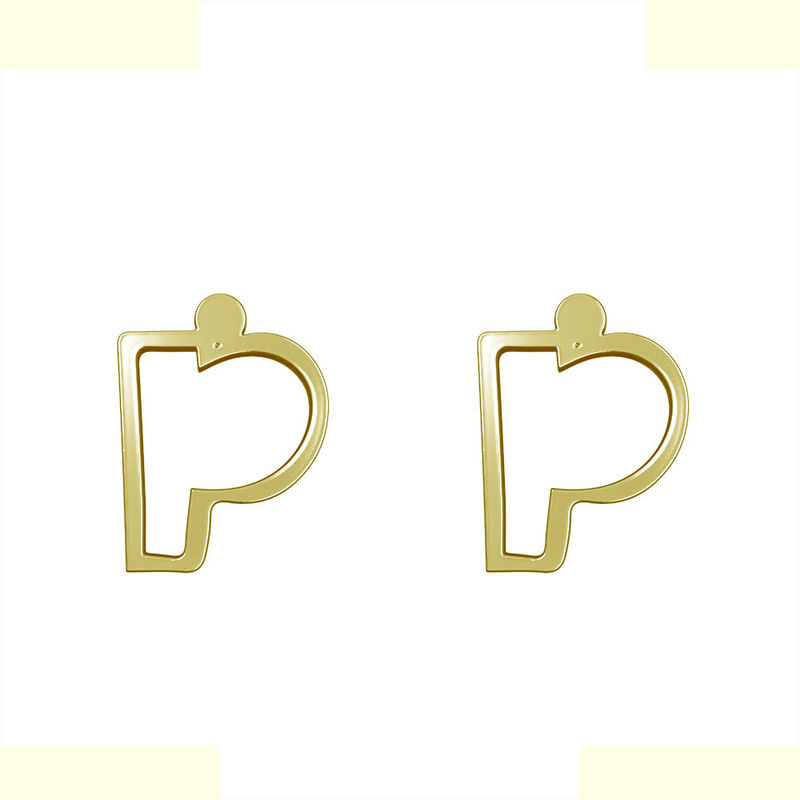 گوشواره طلا 18 عیار زنانه مدوپد مدل حرف P کد GA1-16696