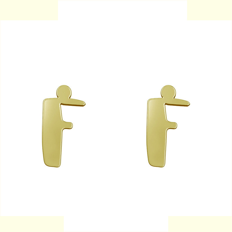 گوشواره طلا 18 عیار زنانه مدوپد مدل حرف F کد GA1-16712