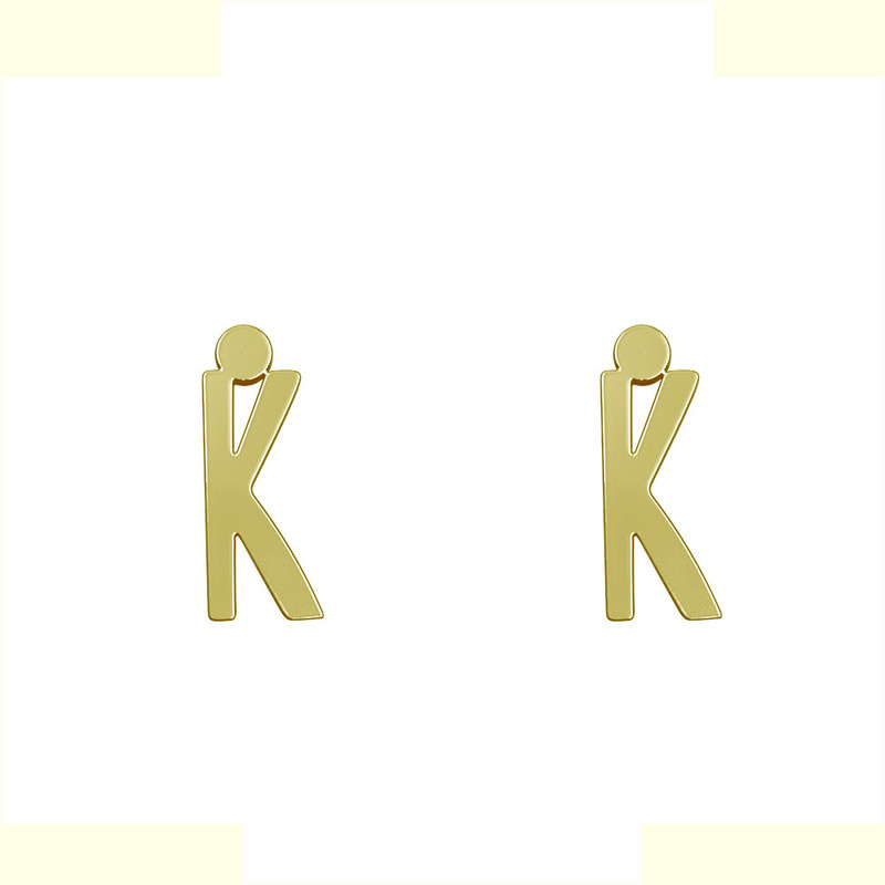 گوشواره طلا 18 عیار زنانه مدوپد مدل حرف K کد GA1-16743