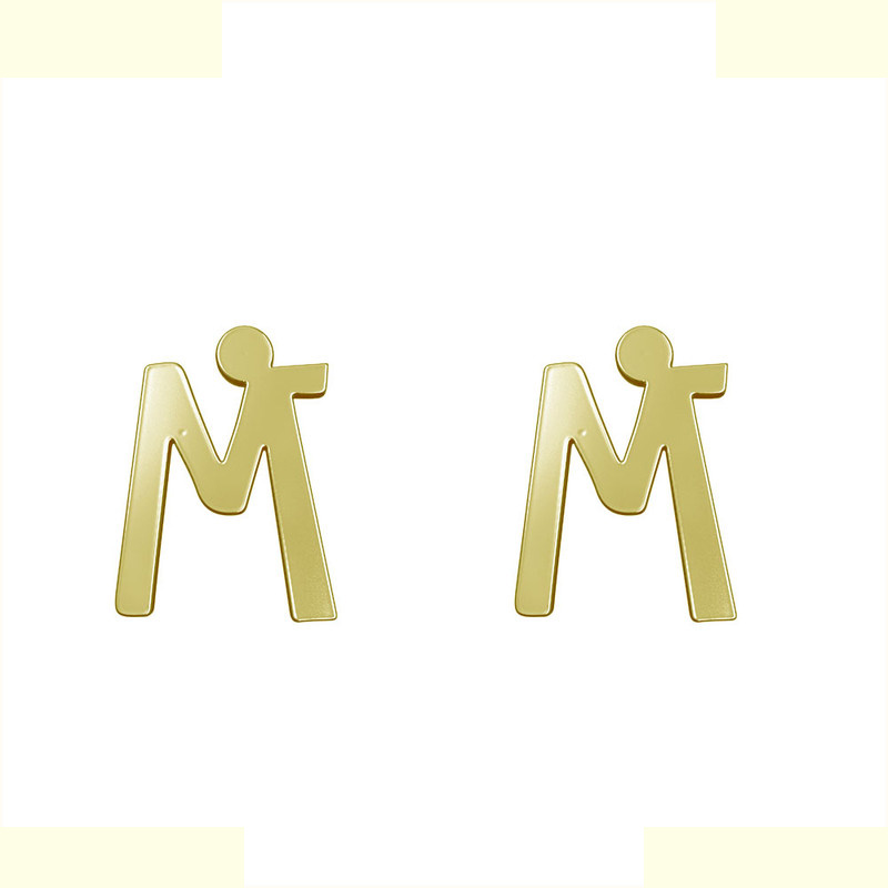 گوشواره طلا 18 عیار زنانه مدوپد مدل حرف M کد GA1-16745