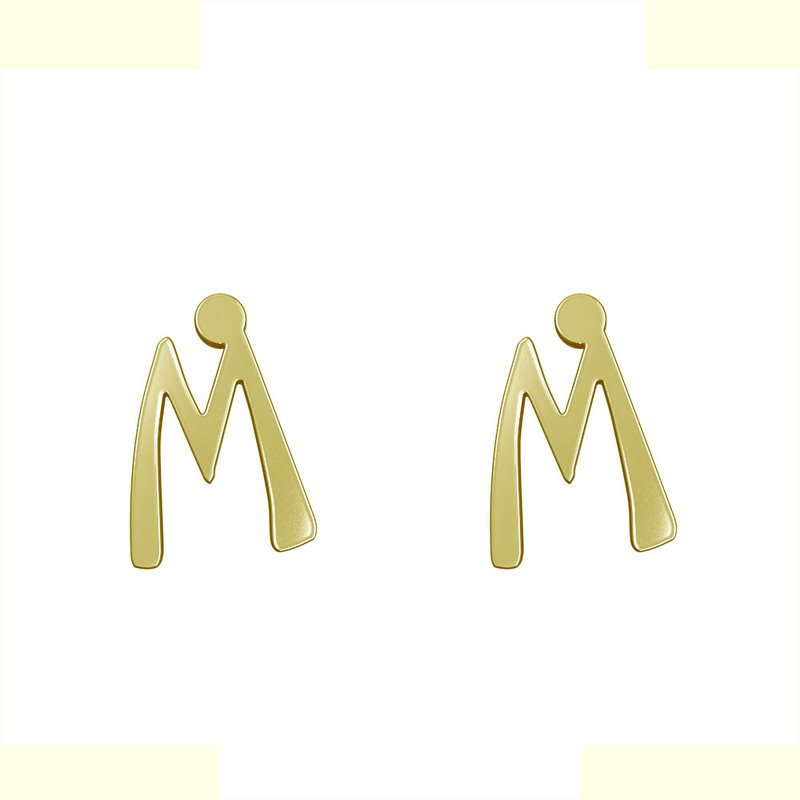 گوشواره طلا 18 عیار زنانه مدوپد مدل حرف M کد GA1-16773