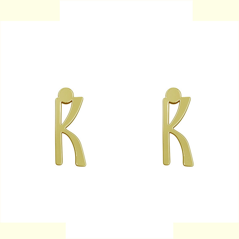 گوشواره طلا 18 عیار زنانه مدوپد مدل حرف K کد GA1-16771
