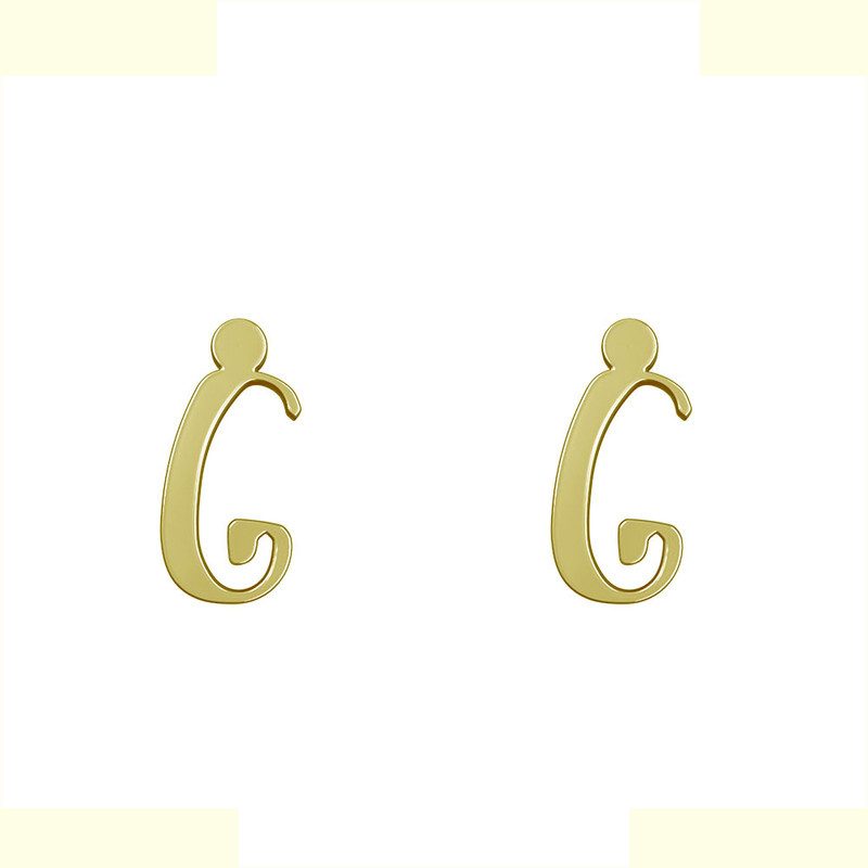 گوشواره طلا 18 عیار زنانه مدوپد مدل حرف G کد GA1-16815