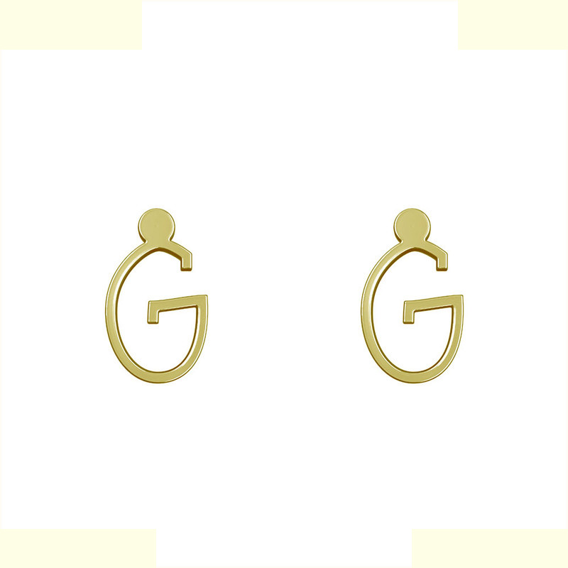 گوشواره طلا 18 عیار زنانه مدوپد مدل حرف G کد GA1-17023