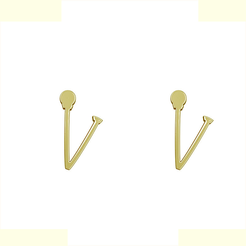 گوشواره طلا 18 عیار زنانه مدوپد مدل حرف V کد GA1-17038