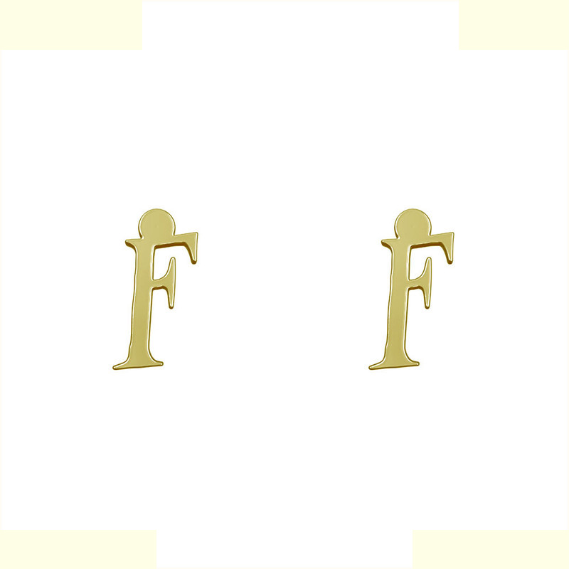 گوشواره طلا 18 عیار زنانه مدوپد مدل حرف F کد GA1-17048