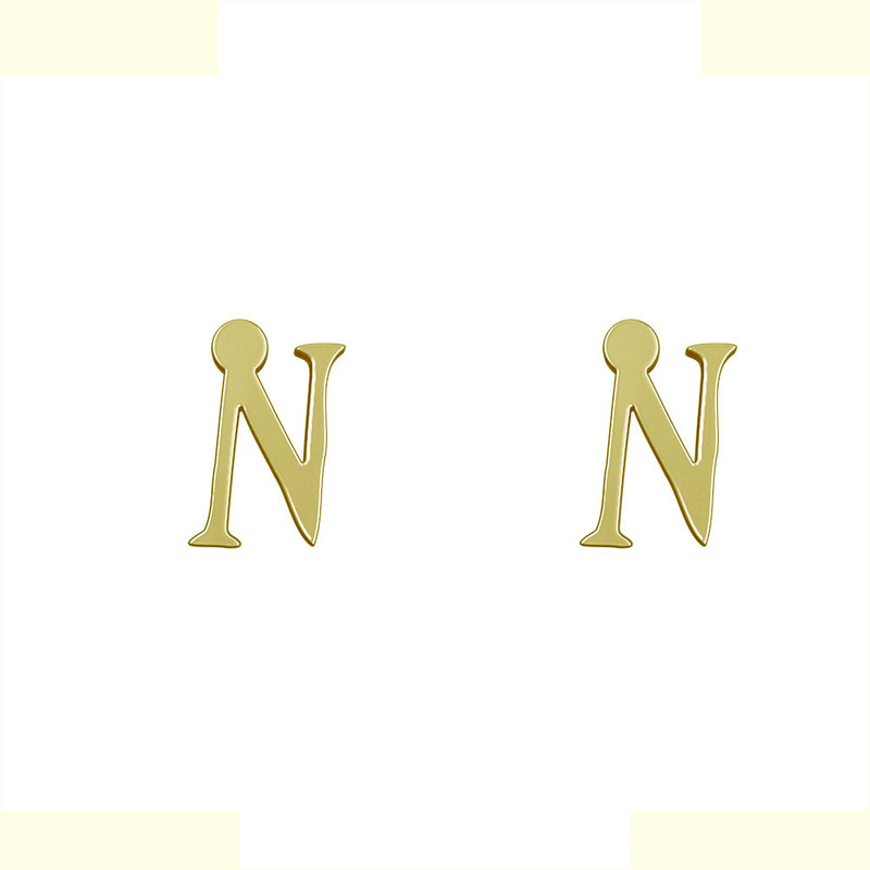 گوشواره طلا 18 عیار زنانه مدوپد مدل حرف N کد GA1-17056