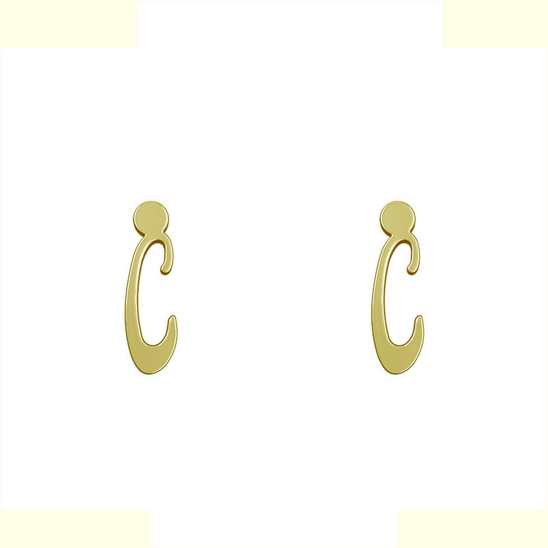 گوشواره طلا 18 عیار زنانه مدوپد مدل حرف C کد GA1-17071