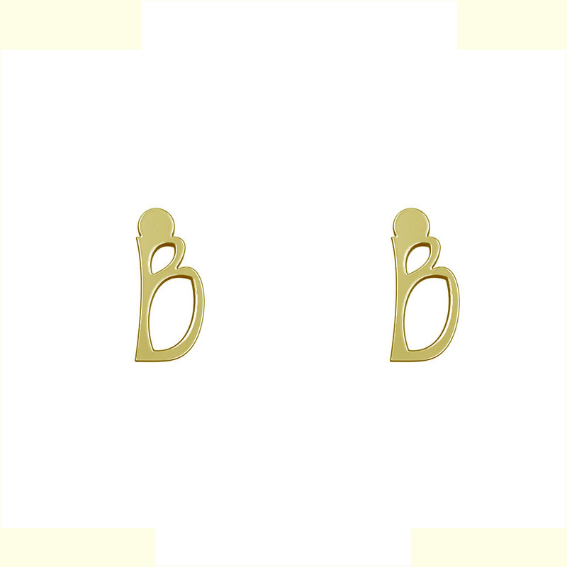 گوشواره طلا 18 عیار زنانه مدوپد مدل حرف B کد GA1-17122