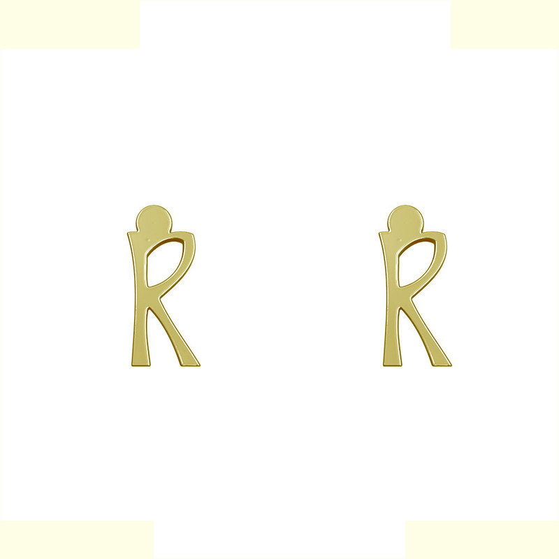 گوشواره طلا 18 عیار زنانه مدوپد مدل حرف R کد GA1-17138