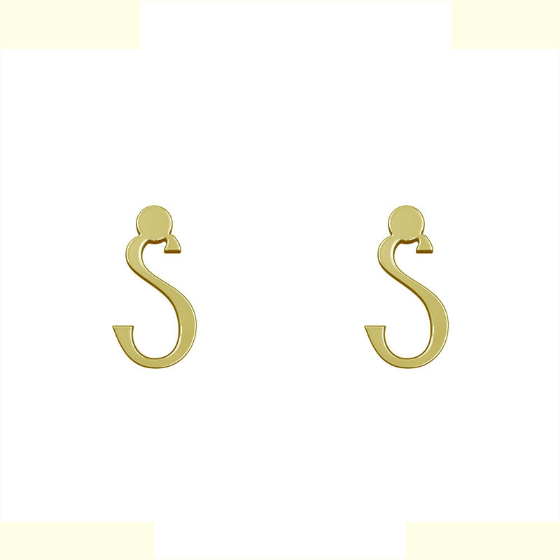 گوشواره طلا 18 عیار زنانه مدوپد مدل حرف S کد GA1-17139