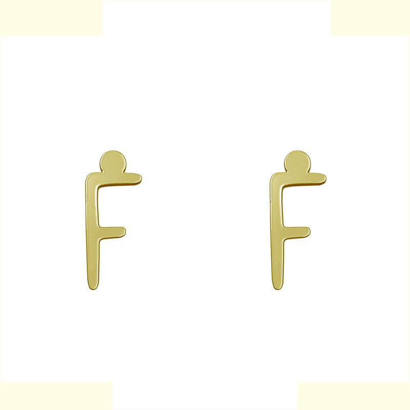 گوشواره طلا 18 عیار زنانه مدوپد مدل حرف F کد GA1-17178