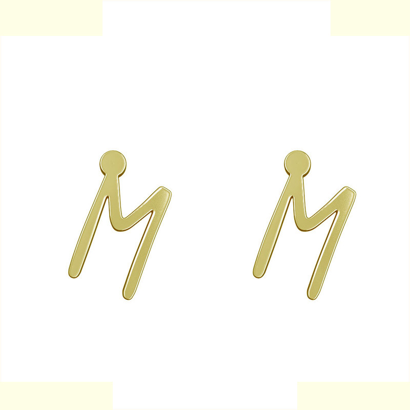 گوشواره طلا 18 عیار زنانه مدوپد مدل حرف M کد GA1-17185
