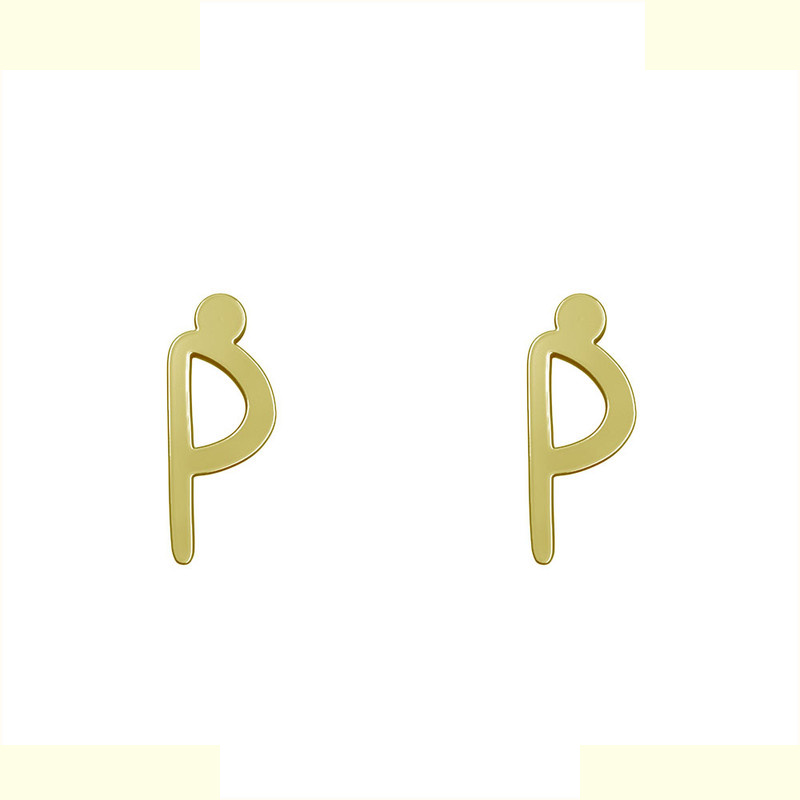 گوشواره طلا 18 عیار زنانه مدوپد مدل حرف P کد GA1-17188