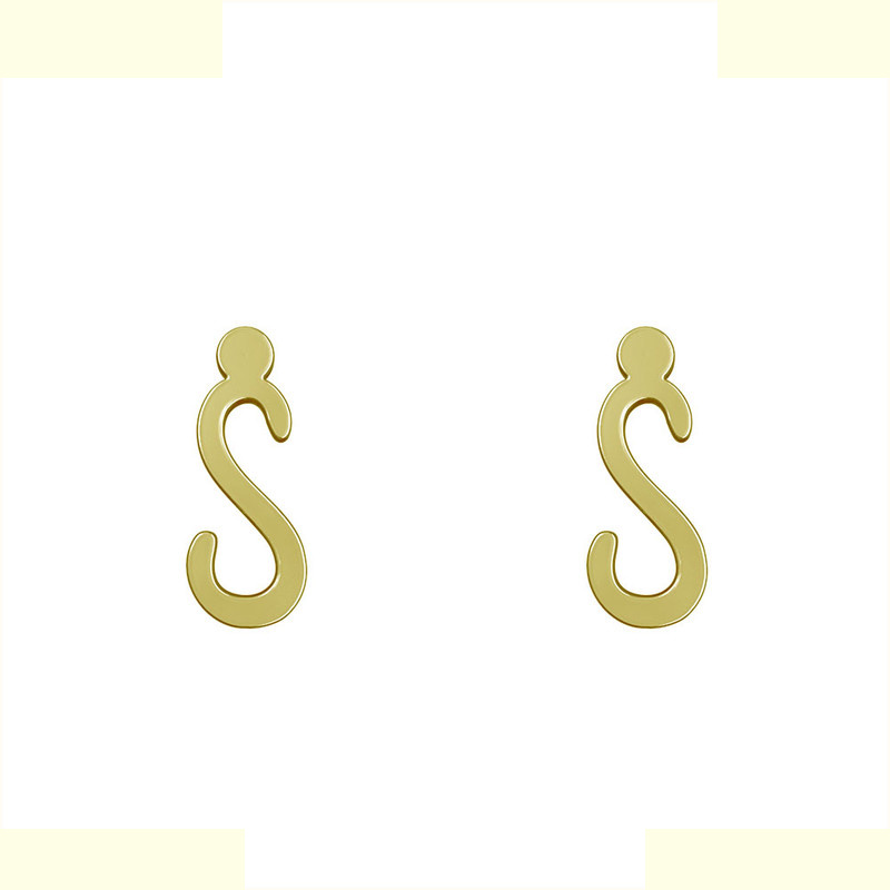 گوشواره طلا 18 عیار زنانه مدوپد مدل حرف S کد GA1-17191