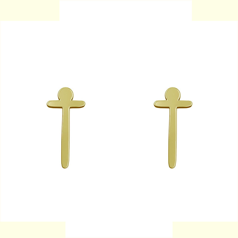 گوشواره طلا 18 عیار زنانه مدوپد مدل حرف T کد GA1-17192