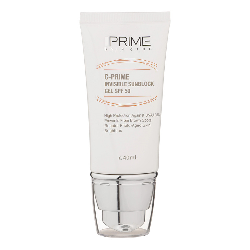 ژل ضدآفتاب بیرنگ پرایم SPF50 مدل C-Prime مناسب برای انواع پوست، حجم 40 میلیلیتر ژل ضدآفتاب بیرنگ پرایم SPF50 مدل C-Prime مناسب برای انواع پوست، حجم 40 میلیلیتر