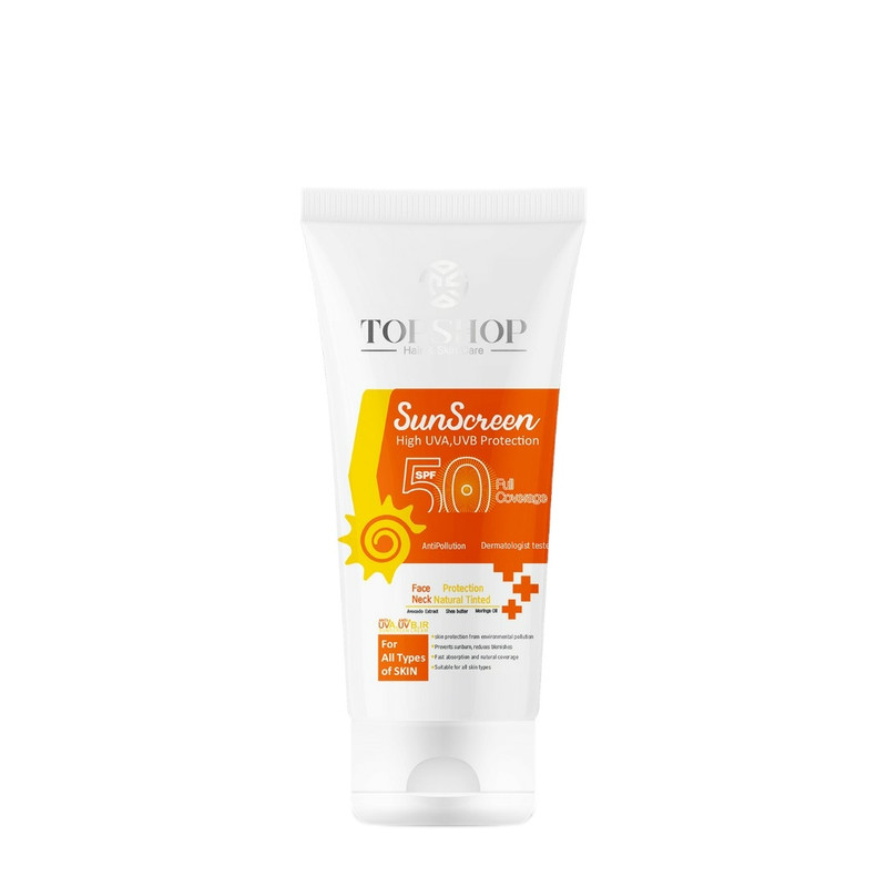 کرم ضد آفتاب بی رنگ تاپ شاپ مدل SPF 50 مناسب انواع پوست حجم 50 میلی لیتر کرم ضد آفتاب بی رنگ تاپ شاپ مدل SPF 50 مناسب انواع پوست حجم 50 میلی لیتر