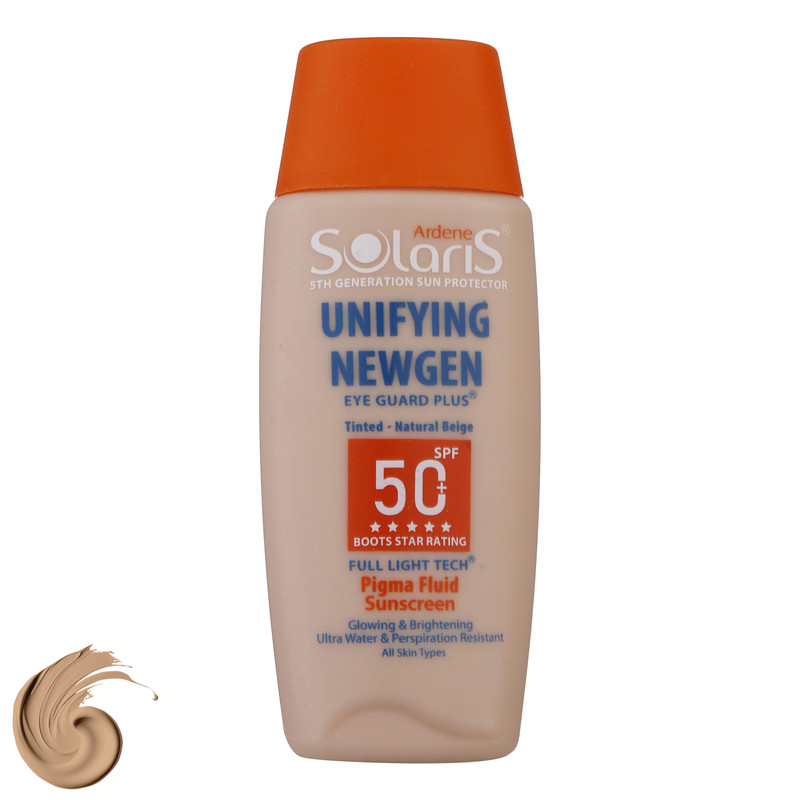 فلوئید ضدآفتاب رنگی آردن سولاریس +SPF50 مدل Unifying Newgen مناسب انواع پوست، حجم 75 میلیلیتر فلوئید ضدآفتاب رنگی آردن سولاریس +SPF50 مدل Unifying Newgen مناسب انواع پوست، حجم 75 میلیلیتر