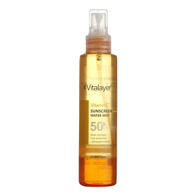 اسپری ضدآفتاب بدون رنگ ویتالیر SPF50 مدل Vitamine C مناسب برای انواع پوست، حجم 150 میلیلیتر اسپری ضدآفتاب بدون رنگ ویتالیر SPF50 مدل Vitamine C مناسب برای انواع پوست، حجم 150 میلیلیتر