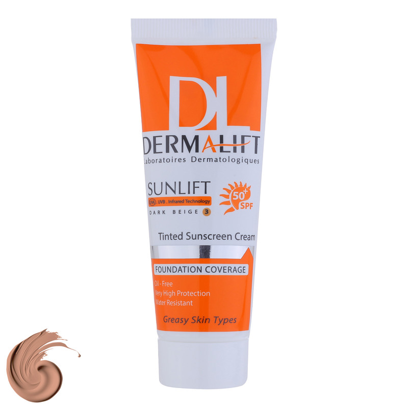 کرم ضد آفتاب رنگی درمالیفت مدل سانلیفت SPF 50 حاوی محافظ UVA و UVB، ضد آب، ضد پیری، ضد جوش و آکنه، مناسب پوست چرب حجم 40 میلیلیتر کرم ضد آفتاب رنگی درمالیفت مدل سانلیفت SPF 50 حاوی محافظ UVA و UVB، ضد آب، ضد پیری، ضد جوش و آکنه، مناسب پوست چرب حجم 40 میلیلیتر
