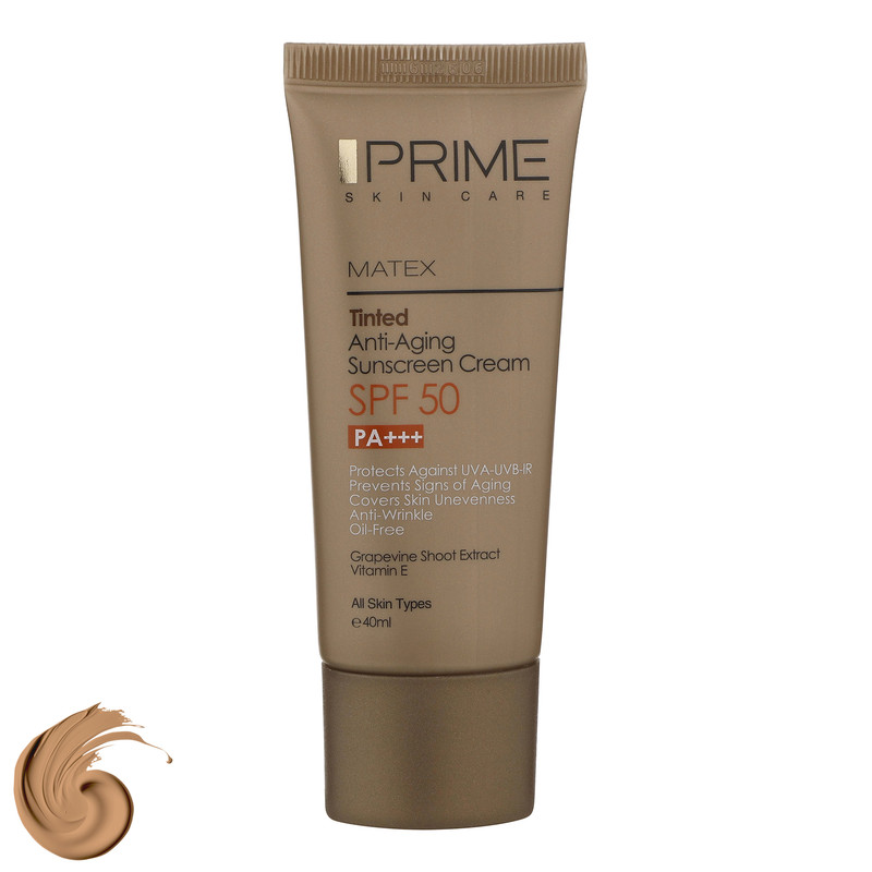 کرم ضدآفتاب رنگی پرایم SPF50 مدل Matex Tinted Rejuvinating مناسب انواع پوست، حجم 40 میلیلیتر کرم ضدآفتاب رنگی پرایم SPF50 مدل Matex Tinted Rejuvinating مناسب انواع پوست، حجم 40 میلیلیتر
