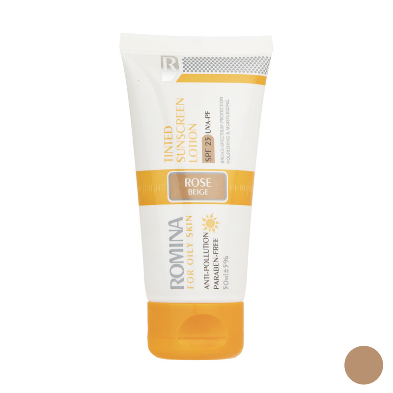 لوسیون ضد آفتاب رومینا مدل Rose Beige-25 حجم 50 میلی لیتر لوسیون ضد آفتاب رومینا مدل Rose Beige-25 حجم 50 میلی لیتر