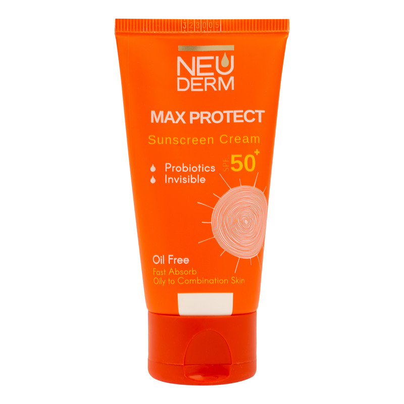 کرم ضد آفتاب بدون رنگ نئودرم SPF 50 مدل MAX PROTECTIVE مناسب پوستهای چرب و مختلط حجم 50 میلیلیتر کرم ضد آفتاب بدون رنگ نئودرم SPF 50 مدل MAX PROTECTIVE مناسب پوستهای چرب و مختلط حجم 50 میلیلیتر